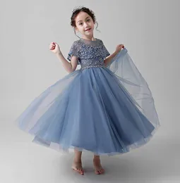 Flower Girl Dress Fluffy Tulle High Ball Ball Vestido para Princesa Festa de Casamento Crianças Roupas 2-12Y E20260 210610