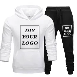 Anpassad utskrift Hoodies och byxor Tjocktröja Bekväm Unisex DIY Streetwear Tracksuit Dropshipping Pullovers 201020