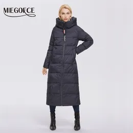 Miegofce Vinter Kvinnor Outwear Parka Super Lång Varm och Vindskydd Zipper Cotton Coat Vinter Jackor Manteau Femme D21679 211221