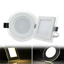 Dimmable 6W 9W 12W 18W Round/Square Glass LED Downlight Recessed LED Panel Light Spot Ceiling Down Light Warm/Natural/Cold White + Driver