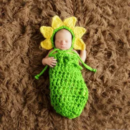 Noworodek Śpiwór Pomidorowy Pomidorowy Sunshine Sunflower Photo Rekwizyty Niemowlę Bawełna Ciepła Handmake Knit Manual Sweter Prezent Pamiątka