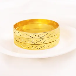 Bangle Dual Textured Striped Gold Tone Wide Statement Bracelet Ladies Storlek 3 st Partihandel