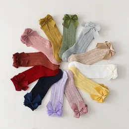 2021 Barn Bowknot Socks Söt Mesh Andas Baby Tube Vår och Sommar Tunn