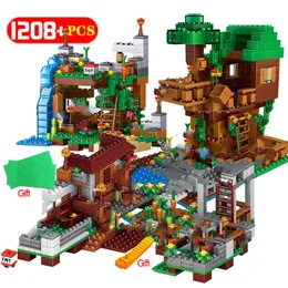 2020 Tree House Figures Building Blocks Zabawki nawiedzone Wioski Mountain Cave Mine Christmas Gifts Q0723