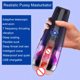 ZL0122 Realistic Pussy Masturbator Device Adult Male Electric Masturbation Cup Penis Training Cups Artificial Simulated Vagina Sex Toys For Men Boy Valentine