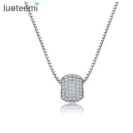 Pendant Necklaces LUOTEEMI Women Tops Fashion White Gold-Color Scolar Vintage Full CZ Paved Spinner Ball & Pendants Classic Jewelry