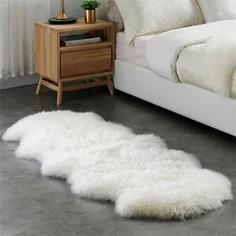 Soft Faux Fur Wool Carpet For Living Room Sofa Cushion Fluffy Bedside Rug Plush Bedroom Decoration Cover Door Window Bay Mat 210917
