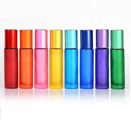 Mixed Color Glass Roller Bottle for Essential Oils Perfume Eye Cream 10ml Roll On Vial with Ball for Rolling