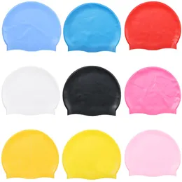 Wholesale 6Colours Multicolor Unisex Silicone Solid Swimming Cap Hair Waterproof Diving Cap Professional Swimming Hat Keep Hair Dry 181 X2