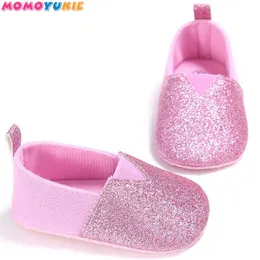 Розовые Blinging Blinking Baby Shoes Младенческие Первые Уокеры Лук Мягкий Сообщество Bebe Girls Knower Quadewalker Baby Moccasins Обувь 210713