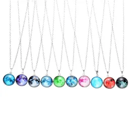 collane lunari luminose collana con pendente di fase luce notturna cielo stellato pendenti luna catena del maglione gioielli di moda