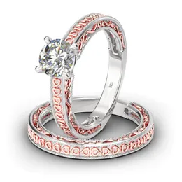 Szjinao Real 925 Sterling Silver 1.2ct Moissanite Ädelsten Bröllopsring för Kvinnor Eternity Par Sparking Diamond Smycken Set