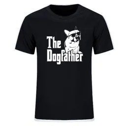 The Dogfather Dog Dad French Bulldog Funny T Shirts Men Summer Cotton Harajuku Short Sleeve O Neck Streetwear Tops EU Size 210706