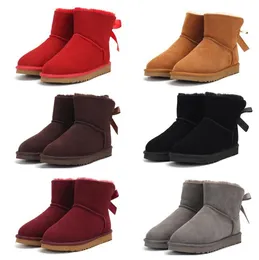 Hot sell AUS short U5062 Bow women snow boots soft Sheepskin keep warm boot with card dustbag Christmas birthday Beautiful gift high quality