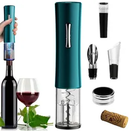 5 st Set Automatisk Smart Electric Wine Opener CorksCrew Högkvalitativa Vinflasköppnare Torka Batteri Hushållsverktyg Tillbehör 210915