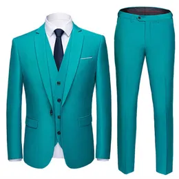 (Blazer + Kamizelka do spodni) 2021 High-end Custom Business Prom Men Suit Mens Casual Wedding Tuxedo Dress 3-Piece X0909