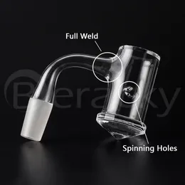 DHL!! 25mmOD Bordo smussato Fumo Full Weld Sfaccettato Spinner Banger al quarzo con fori rotanti 4590 gradi Maschio Femmina Tourbillon Chiodi per bong in vetro Dab Oil Rigs