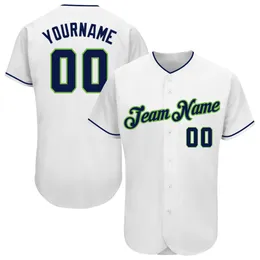 Jersey autêntico de beisebol verde da marinha branca personalizada