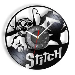 Fictional Character Inspired Vinyl Record Wall Clock Kids Room Nursery Decor Cartoon Fanart Retro Clock Watch Silent Timepieces H1230