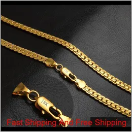 5Mm Fashion Mens Womens Jewelry 18K Gold Plated Chain Necklace For Men Women Chains Necklaces Gifts Wholesales Accessories Hip Hop Bic 6Pmft