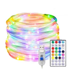 LED Rope Light Strings 10M 100leds 16 Colors Changing USB Ropes Tube String Lights with Remote IP65 Waterproof Christmas Home Garden Yard Decoration