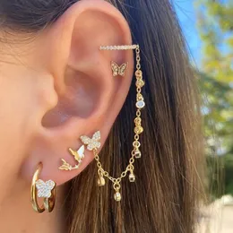 4 Pair/set Earring Set Female Rhinestone Gold Color Crystal Butterfly Dangle Earrings for Women Fashion Jewelry
