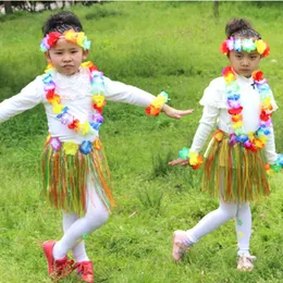 장식용 꽃 화환 세트 하와이 파티 인공 레이스 갈랜드 목걸이 하와이 해변 루우 여름 열대 장식