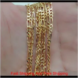 Mode 2mm 18K Gold und silbertplattierte Figaro -Kette Halskette Frauen lässig klassische Schmuck DIY -Ketten Unisex Sfg4y hwzef