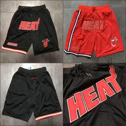 Miami Heat''men bara Don Retro Hardwood''Classics Pocket Bästa mesh basket shorts