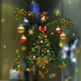 Large 51.2x47.2 Inch Christmas Tree Wall Sticker Decal - PVC Holiday Decoration For Living Room, Glass, Smooth Surfaces