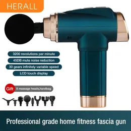 HERALL Massage Gun Smart Deep Tissue Relaxation Professional Percussion Muscle Fascia Handheld Electric Body Massager 211229