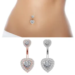 Heart Belly Piercing Button Rings for Woman Navel Bar Crystal Zircon Dangling Ombligo Stud Barbell Sexy Body Jewelry