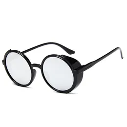 Mode runda solglasögon 51 mm kvinnor män punk stil utomhus spegel uv400 solglasögon hög kvalitet för unisex