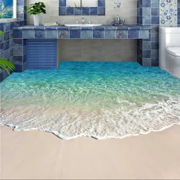 Custom Self-adhesive Floor Mural Po Wallpaper 3D Seawater Wave Flooring Sticker Bathroom Wear Non-slip Waterproof Wall Papers 210722