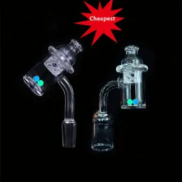 두꺼운 석영 Banger 10 / 14 / 18mm 흡연 액세서리 45/90도 베벨 네일 방사 Carb Cap 및 Terp Peal이있는 장비 봉용