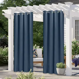 Summer Thermal Insulated Lawn Curtain Solid Waterproof Stain Proof Heat Resistant Outdoor Pergola Curtain Home Blackout Curtain 210712