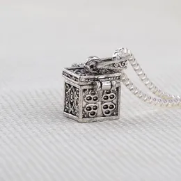 Colares de pingente retro exclusivo design criativo caixa de armazenamento mágico colar para mulheres cor prata jóias acessórios presente