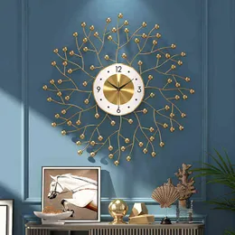 Stor lyxig väggklocka Enkel konst Quartz Creative Silent Golden Wall Clock Metal Reloj de Pared Moderno Heminredning ZP50WC H1230