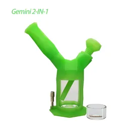 Waxmaid wholesale hookah Gemini 7.28 inches 2 IN 1 kit dab pipe nectar collector glass water pipes 40pcs/carton stock in US local warehouse