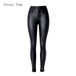 Modische Damen-Jeans, passende hohe Taille, schlanke Röhrenjeans, Kunstleder-Jeans, Stretch-Jeans für Damen, Bleistifthosen C1075 210708