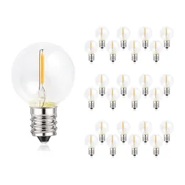 25st G40 1W LED-strängljus Byte av glödlampa E12 220V Varm vit 2700k Glas LED-lampor 360 Gradbalkvinkel Icke-dimbar 211104