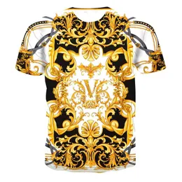 メンズTシャツ2021最新バロック夏特大Tシャツ3Dファッションプリントラウンドネック半袖カジュアルジャケット