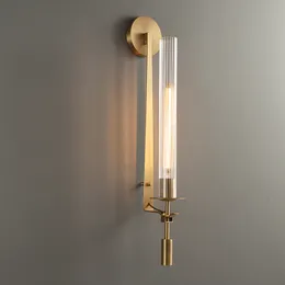 Lampa ścienna nowoczesne minimalistyczne kreatywne salon postmodernistyczne wszystkie miedziane szkło nordyckie designerskie korytarze lekkie luksusowe lampy ścienne