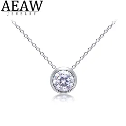 D cor redonda excelente corte moissanite bezel configuração 1 6.5mm presente para mulheres colar pingente banhado ouro branco 14k