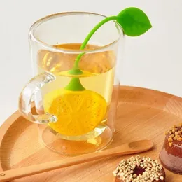 Fruit Shaped Tea Strainer Silicone Lemon Design Loose Tea Leaf Strainer Bag Herbal Infuser Filter Tools DH9500