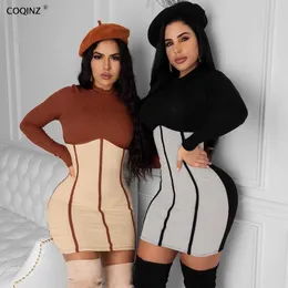 Woman Sexy Bodycon Long Sleeve Dress Winter Dresses For Women Party Night Club Elegant Black Clothes D093382W 210712
