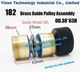OD38x63Hmm 182 Brass Guide Pulley Roller Assembly Parts, Brass-Roller's Diameter 38mm, Guide-Pulley's Diam. 37mm, Height 63mm used for CNC Wire Cut EDM Machines