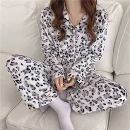 Sale Leopard All Match Pajamas Animal Printed Sexy Brief Nightwear Chic Casual Homewear Loose Suit Sets 210525