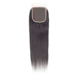 Wholesale Top Closures Brazilian Virgin Hair Bundles With Closures Straight Natural Black 4x4 Lace Closures 18inch 20inch