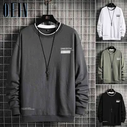 OEIN Fashion Hoodies Men Round Collar Solid Color Mens Sweatshirts Autumn Long Sleeve Streetwear Male Casual Pullovers 210813